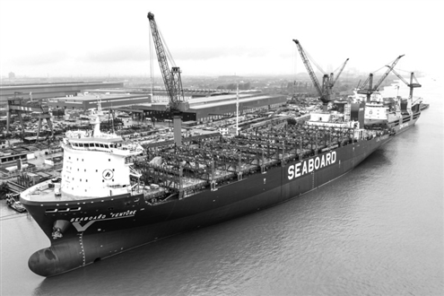 10月14日,在位于江苏省泰州市高港区的泰州三福船舶工程有限公司生产基地,多艘大型船舶正在建造中(无人机照片)。新华社发